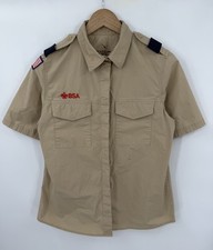 Boy Scouts BSA Ladies Official Shirt Size Medium Cotton Blend Vented Beige USA