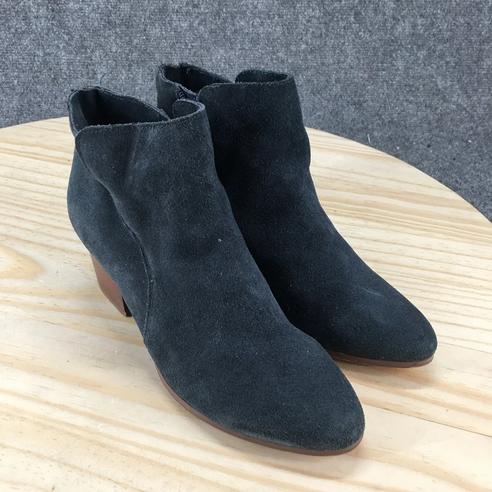 Sole Society Boots Womens 6 M Ankle Bootie Black Leather Almond Toe Block Heels - Image 3 of 4