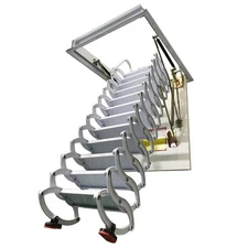 27.56'' x 35.43'' Attic Folding Extension Ladder Telescoping Loft Stairs 9.84 ft