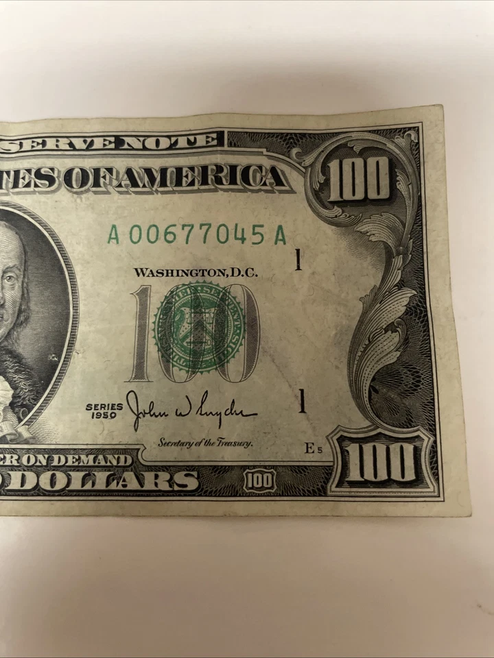 1950 $100 Hundred Dollar Bill Rare Federal Reserve Note Vintage 75 years old - Image 2 of 4