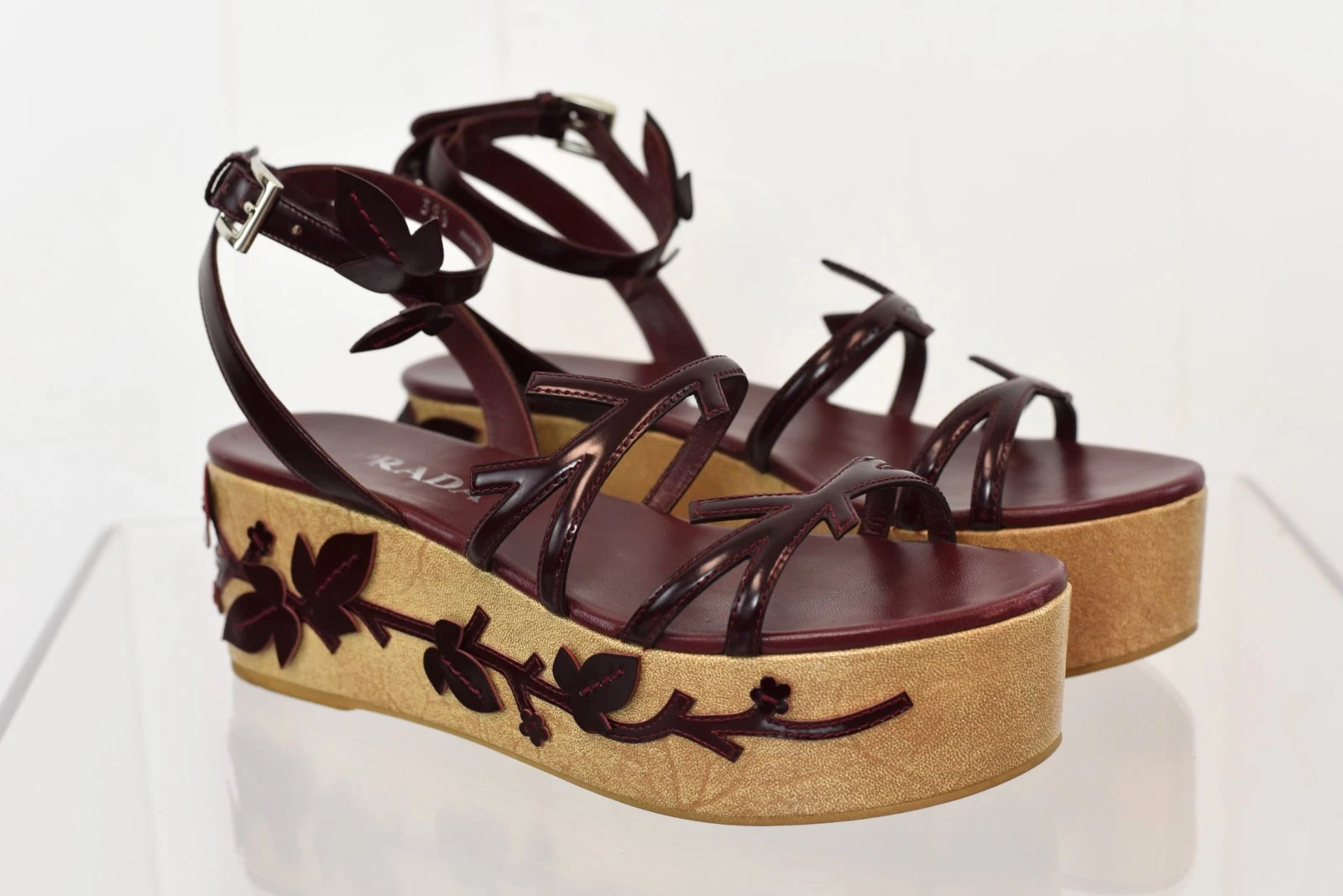 Prada — Vintage Prada 1997 S/S Reissue Red Vine Wedge Platform Shoes 39.5
