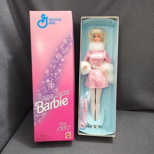 1997 Winter Dazzle Barbie Doll Mattel Pink Dress w Box Vintage 90s Barbie