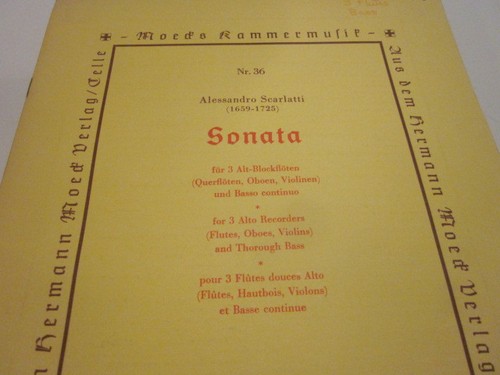 ALESSANDRO SCARLATTI SONATE NR.36 BLOCKFLÖTE OBOE Violine CELLO & FLÖTE Noten - Bild 2 von 4