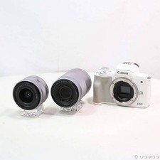 Canon EOS Kiss M White Mirrorless Camera Double Zoom Kit 24.1MP