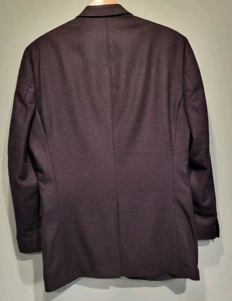 Abrigo deportivo Lauren Ralph Lauren lana cachemir azul marrón cuadros 2 botones talla 42R Foto 4 de 4