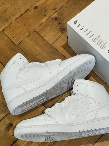 Jordan 1 Mid Triple bianco unisex taglia 9 5