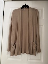 Women  s Open Cardigan Jacket with Pockets Brushed Ribbed New Size Medium Beige