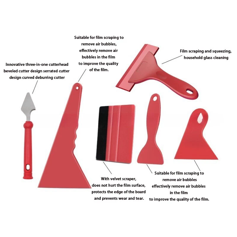 13Pcs Window Tint Tools Kit Car Film Tinting Scraper squeegee Installation Red - Image 4 of 4