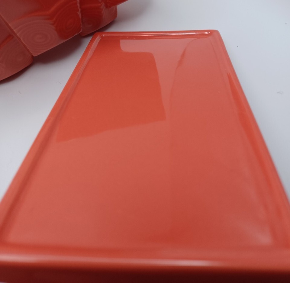 West Elm Persimmon Salmon Orange Owls Covered Butter Dish eBay