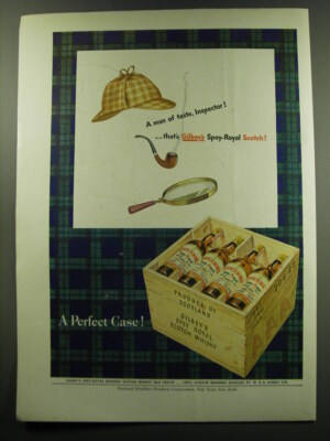 1949 Gilbey's Spey Royal Scotch Ad - A man of taste, Inspector!