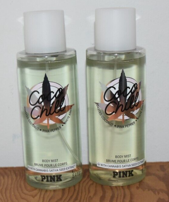 2 New Victoria's Secret Pink Coco Chill Sativa Seed Oil Calming Body Mist  Lot
