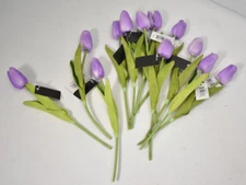 Lot of 12 Light Purple Real Touch Tulip Stem Faux Flowers 10.5" Tall Decor