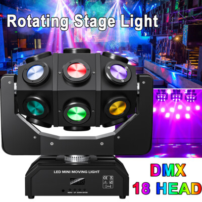 180W Moving Head 18 LED Rotating Beam DMX Stage Light RGBW DJ Disco Party Club