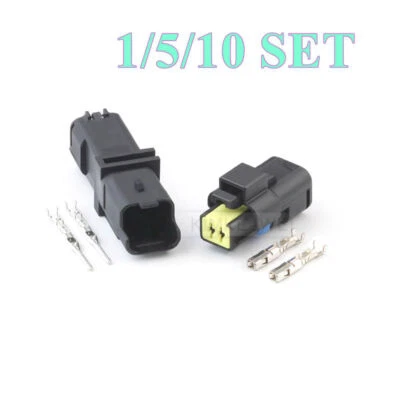 2 Pin Delphi Automotive Temperature Sensor Male Female Connector Plug Socket Kit