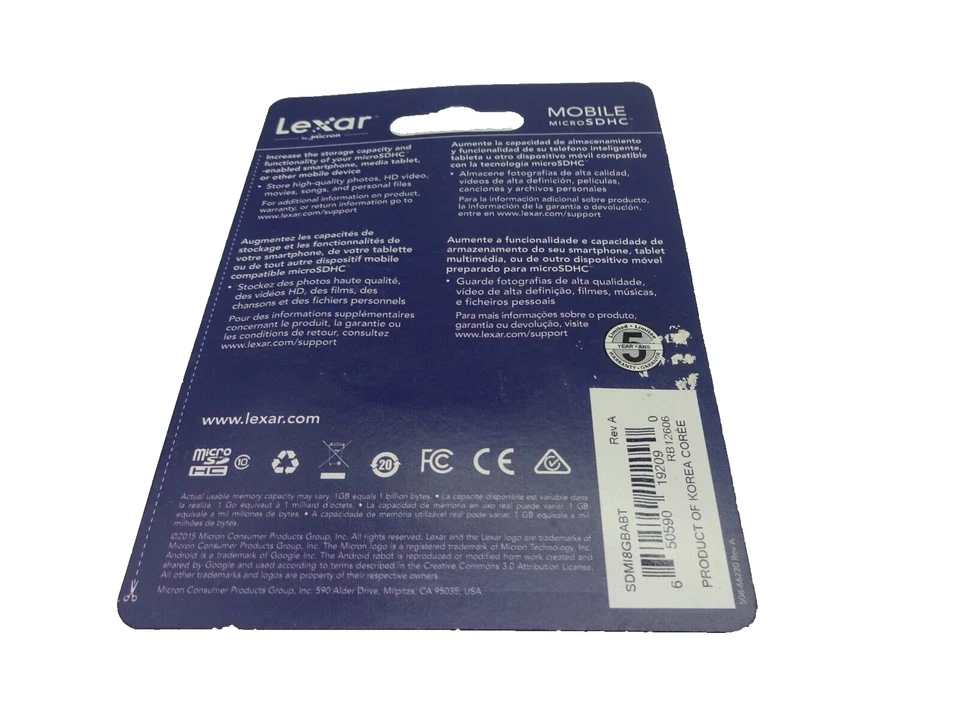 Lexar Mobile Micro SDHC 8 GB Class 10 Recover Erased Files New Sealed (LY) - Image 2 of 2
