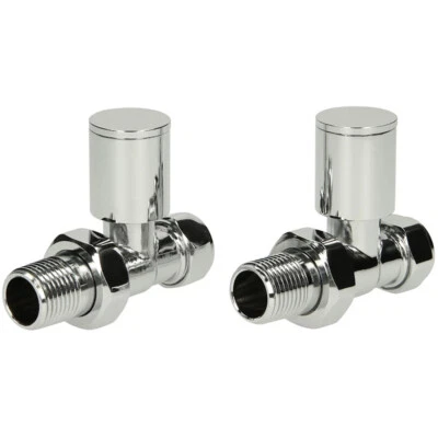DURATHERM Chrome Straight Radiator Valves - 15mm Brass Contemporary Stylish Finish