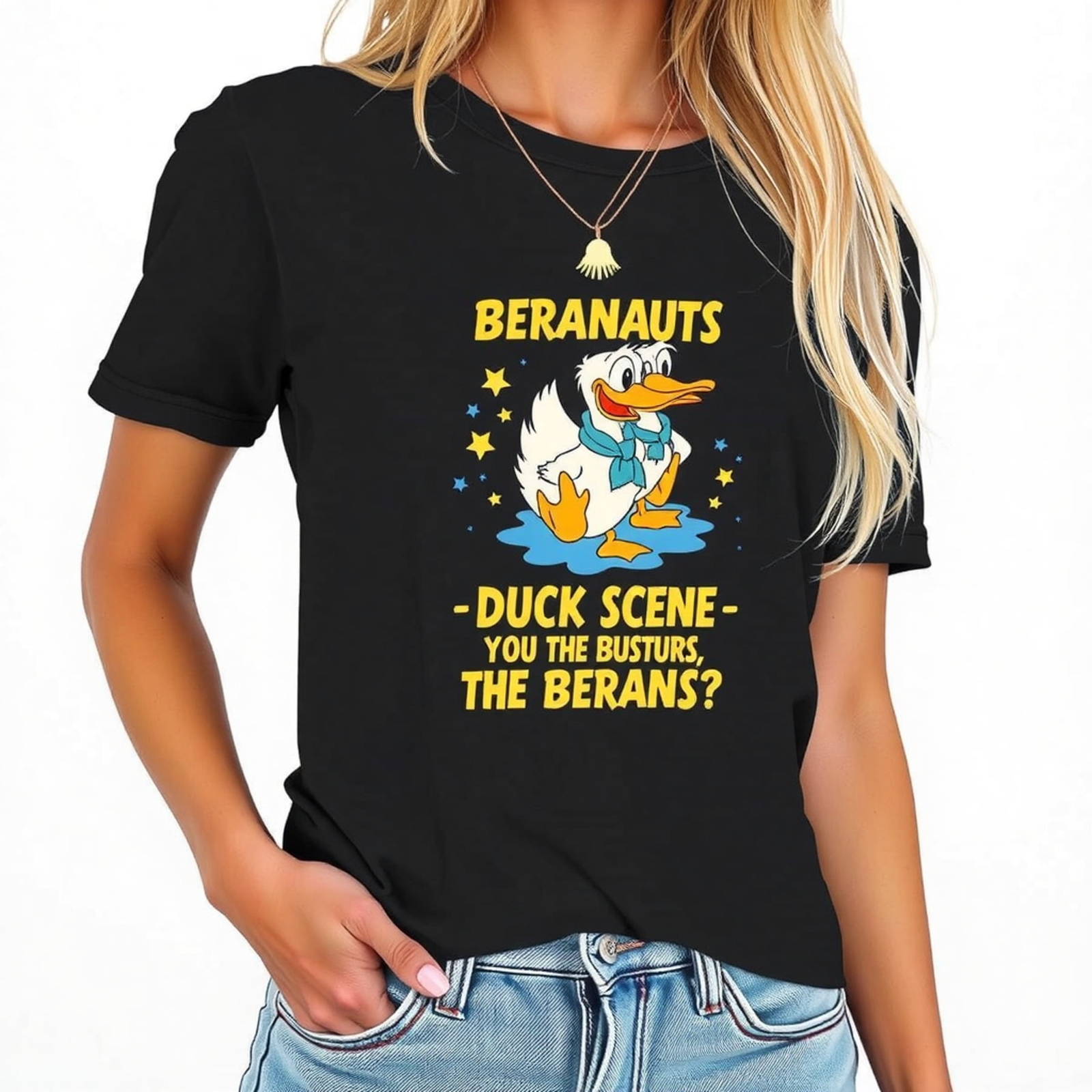 Stylish Cartoon T-Shirt - BERANAUTS Scene Graphic Tee for Fun Lovers