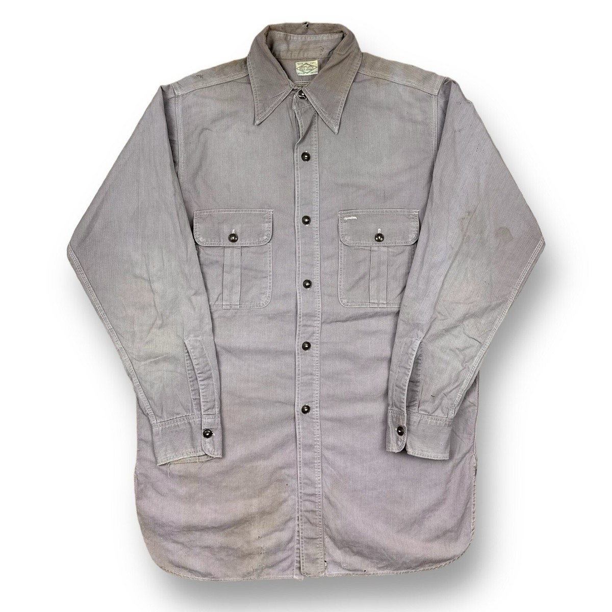 Vintage 30s Big Mac HBT Canvas Work Shirt Sanforized Workwear 