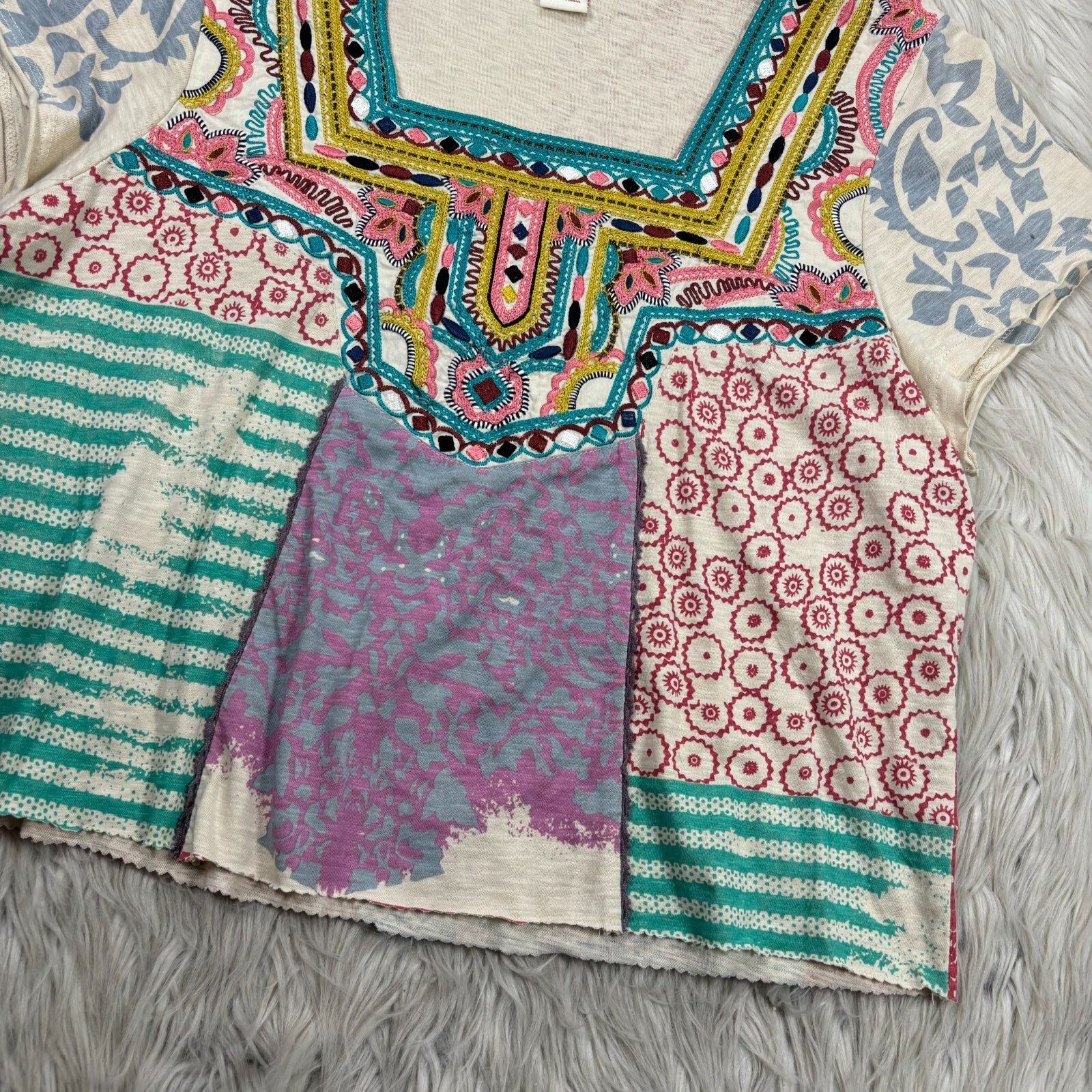 Sundance Women's M Boho Patchwork Embroidered Sho… - image 2