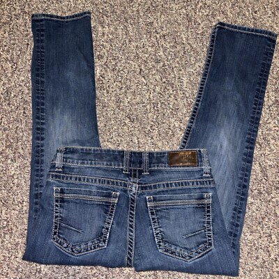 BKE Buckle Womens Dakota Straight Med Wash Jeans Stretch Size 29 Low Rise 31x28