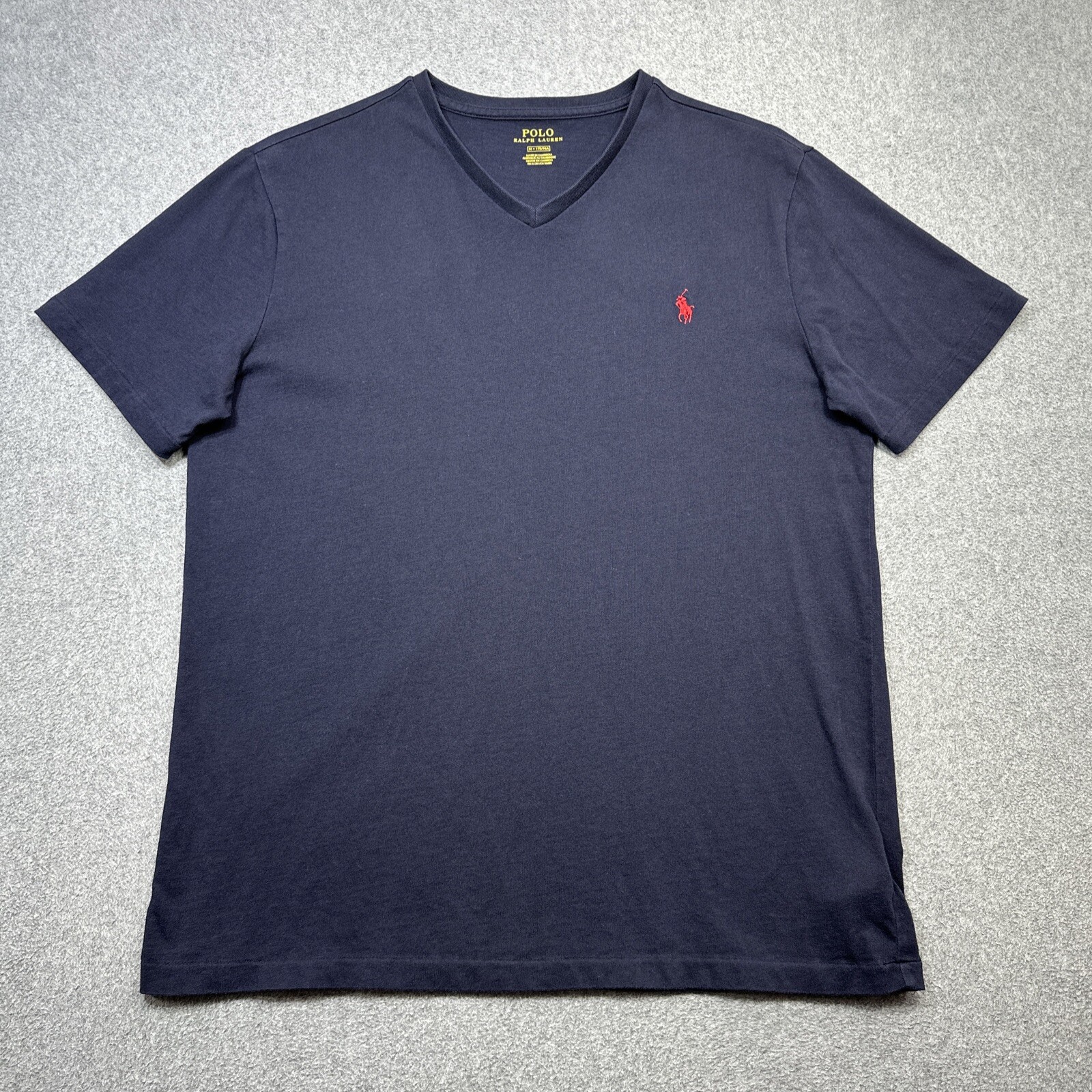Polo Ralph Lauren camicia uomo blu medio scollo a V rosso pony preppy casual estate