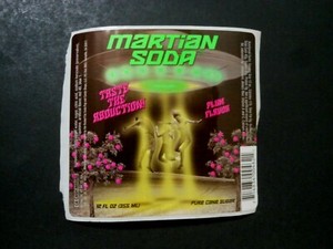 SODA POP LABEL "MARTIAN SODA"  ROCKET FIZZ SODA CO.  4 " X 3 3/4" 