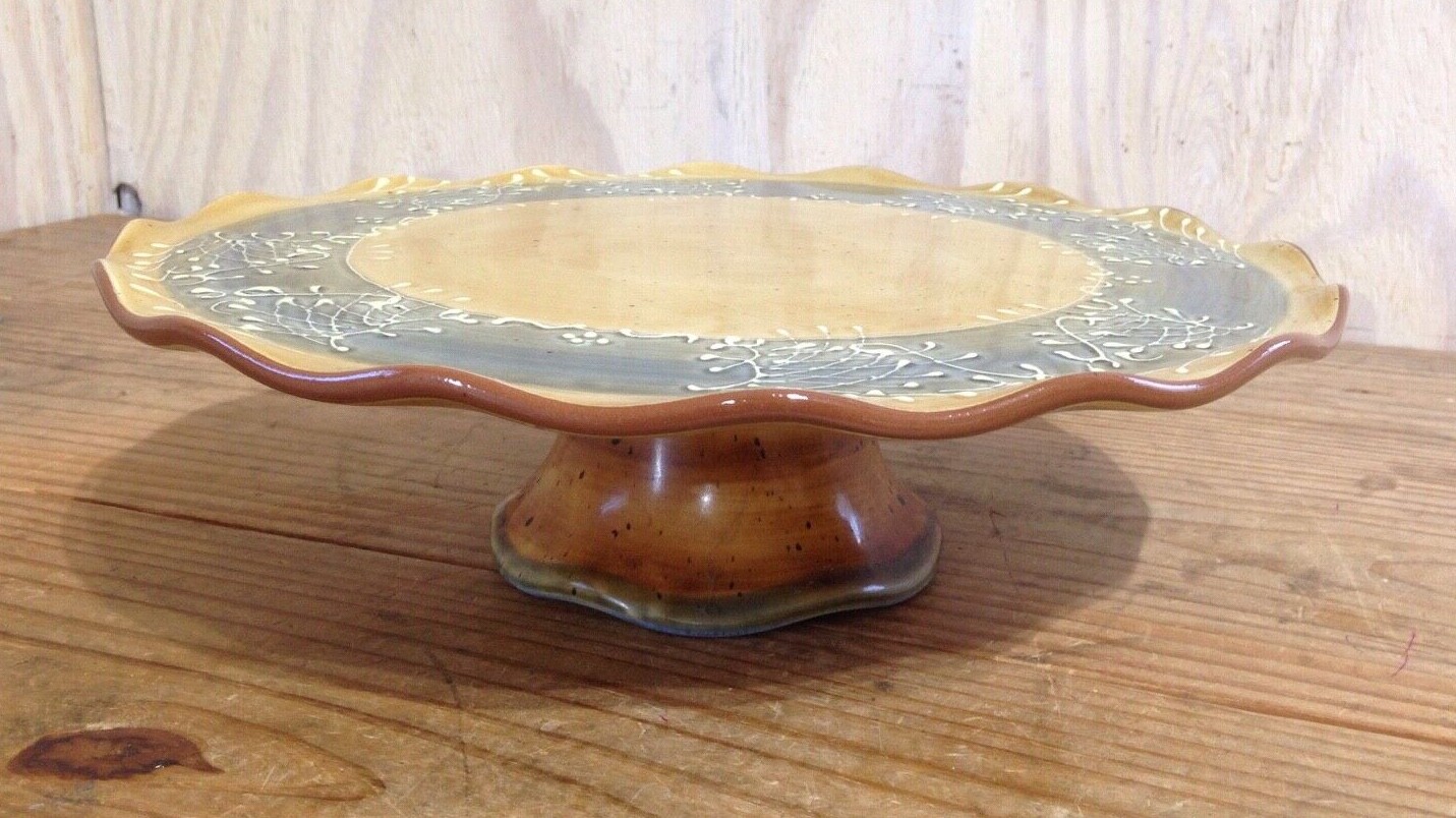 St Remy Ambiance Collection Hand Painted Wavy Edge Cake Plate Stand eBay