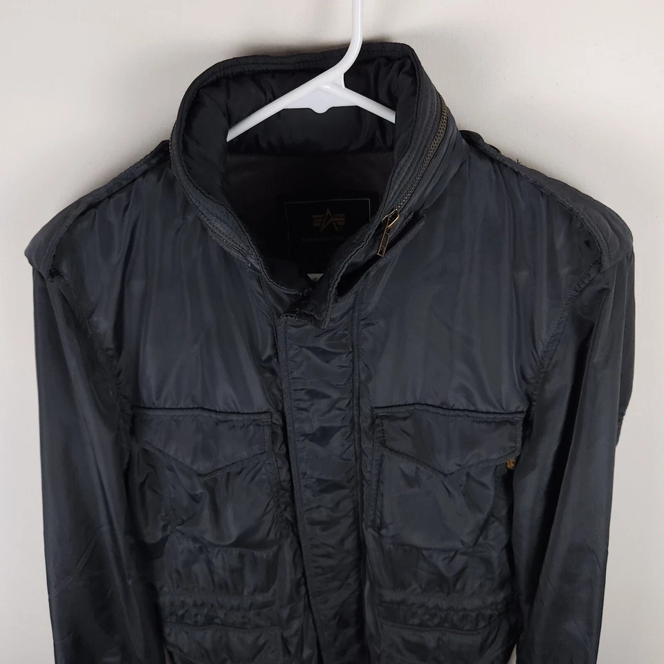 Chaqueta Alpha Industries Hombre Gris Medio Militar Cremallera Completa A Presión Oculta Capucha Abrigo Foto 4 de 4