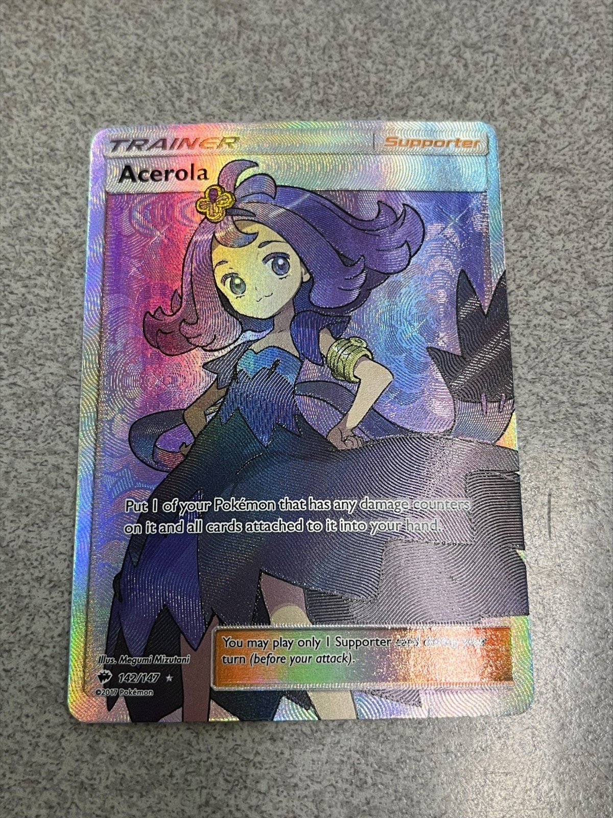 Pokemon Card - Acerola - 142/147 - Full Art Trainer - Burning Shadows - 2017 MP!