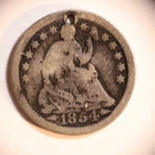 1854 O Seated Liberty Half Dime 5C Cents Coin Silver, Holed
