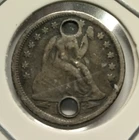 US 💥.. SEATED LIBERTY DIME ... 2 HOLEs ...🎯lot #120903