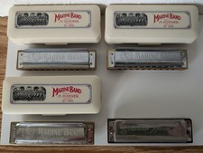 4 Hohner Harmonicas - 3 1896 Marine Band in Key of C D G - Special 20 in A