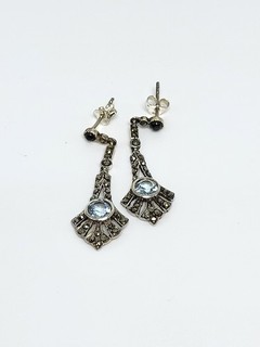 Silber 925 Ohrschmuck Mit Blau Stein Elegant