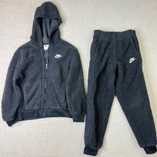 Nike Kids Set Sportswear Sherpa Fleece Hoodie and Joggers Black Medium