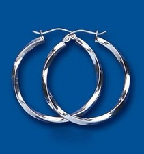 Hoop Earrings Creole Sterling Silver Twist 30mm