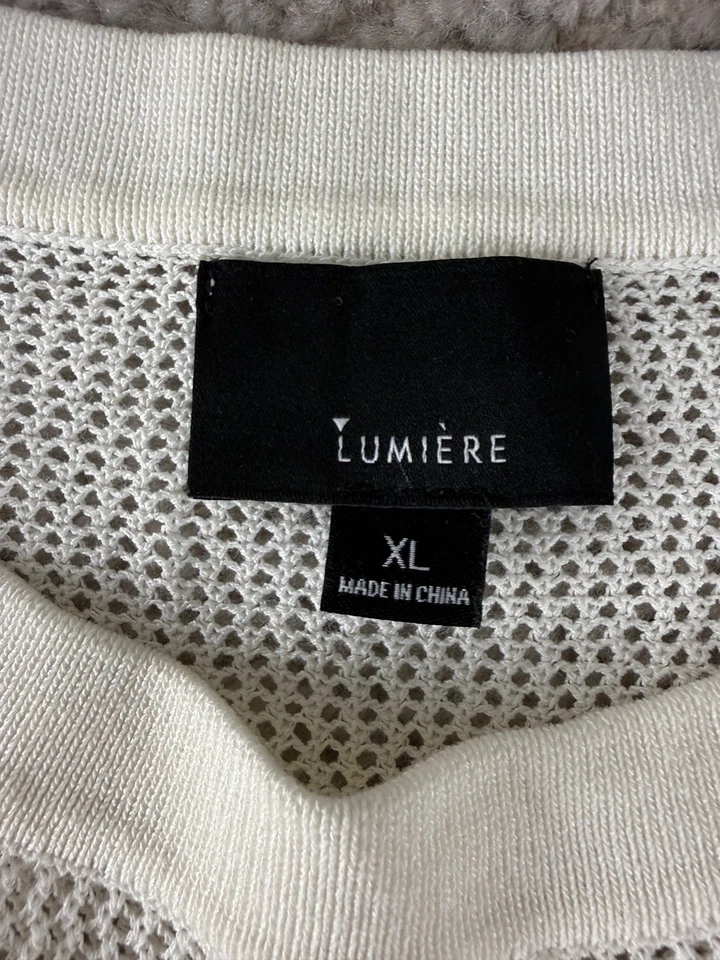 Lumiere Size XL Ruffle Open Know Sweater Ivory Long Sleeve Pullover - Image 4 of 4