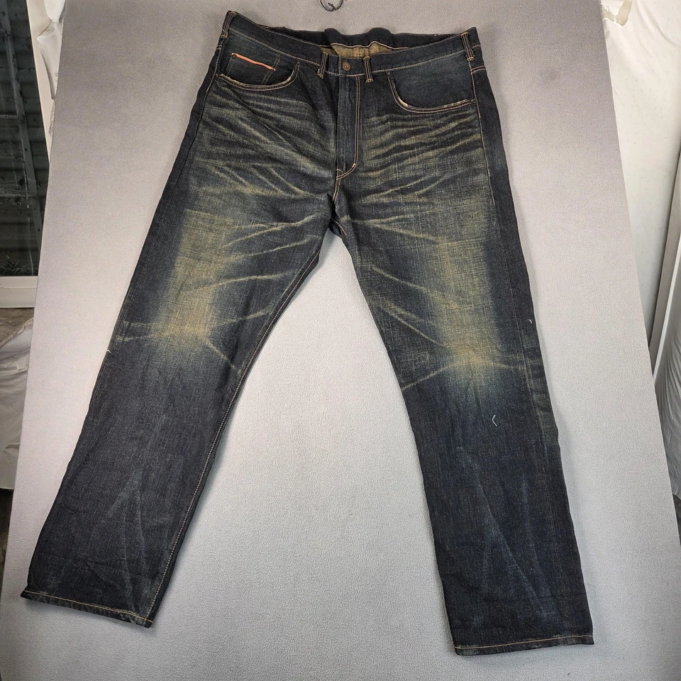 Jeans Edwin Para Hombres 46x33 Azul Ribete Denim 503Z Recto Línea Roja Ribete Cremallera Mosca Foto 2 de 4