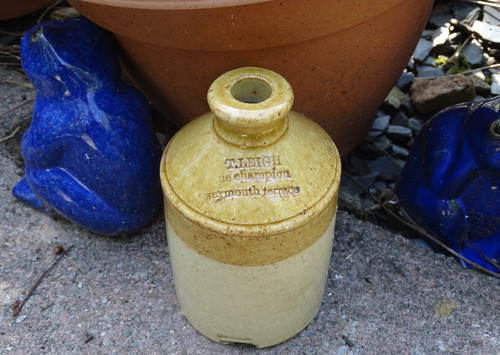Antique Stoneware Flagon-T Leigh, The Champion PUB, Weymouth Terrace, London