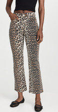 GANNI Leopard Print Denim Betzy Cropped Jeans Size 32 $295
