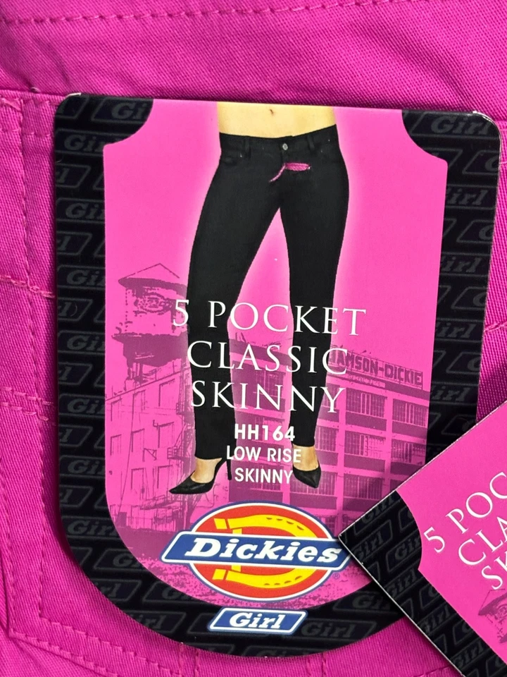 dickies jr girl pink skinny school work uniform pants breast cancer awareness - Image 3 of 3