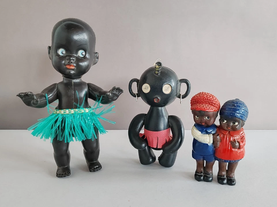 LOTTO bambola celluloide bambolotto moretto feletti vintage doll - Immagine 2 di 4