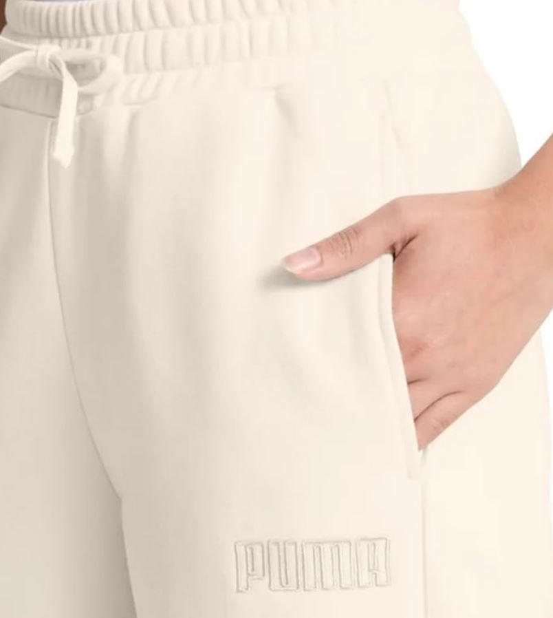 Puma Women's Fleece Jogger Sweatpants With Pockets, Cream, Medium thumbnail 3