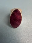 Vintage Sterling Silver Red Jasper? Elongated Ring Sz 8.25 14.2G
