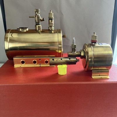 SAITO Model Steam Engine T2DR /Boiler B2E Set Brass w/ Pressure