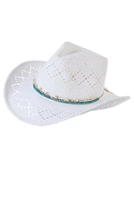 Vince Camuto Beaded Band Cowboy Hat White
