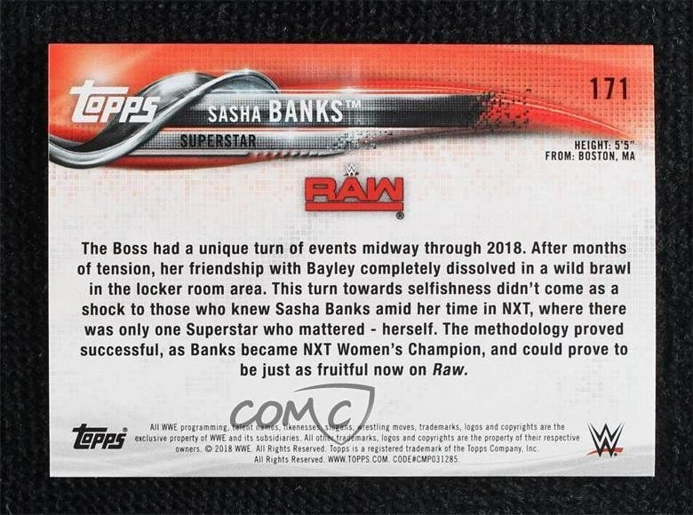 2018 Topps WWE Then Now Forever Image Variation SP Sasha Banks #171 - Image 2 of 2