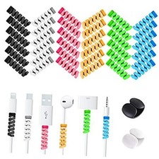 36 PCS Cable Protectors for iPhone iPad Charger End Cord Savers with 2 Desk