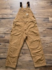 Carhartt Double Knee Bib Overalls Mens 38x30 Fits 38x28 Brown 102276 R01