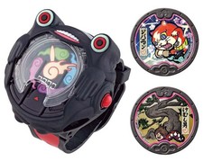 Yo-Kai Watch DX Black Yo-Kai Watch Pretend Play Toy Watch 2Coins Bandai Japan FS
