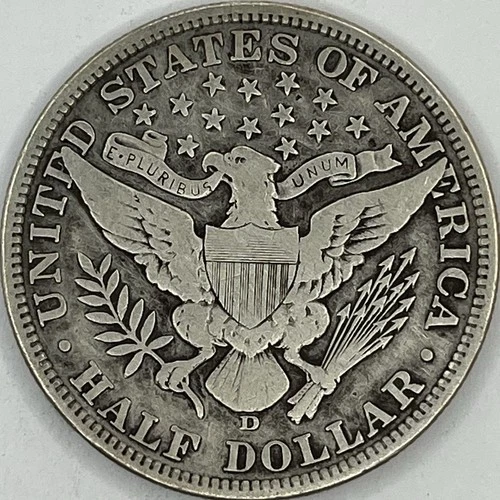 1907-D Barber Silver Half Dollar in a SAFLIP® - VF- (Fine+) Details